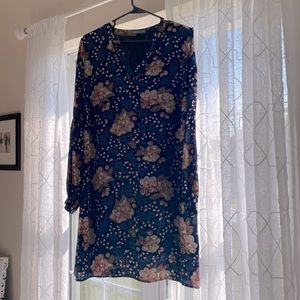 Navy knee length floral dress
